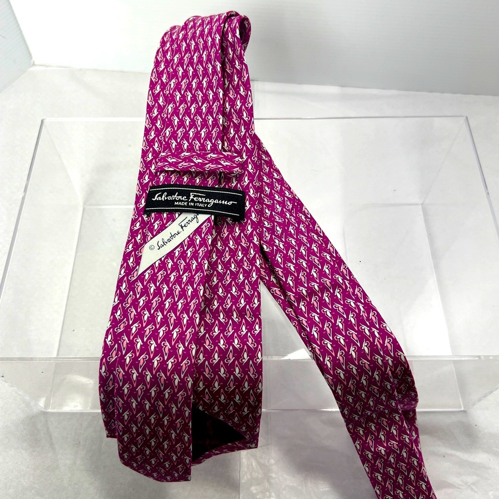 COPY - Ferragamo men’s tie. Color, fuchsia, pattern butterflies